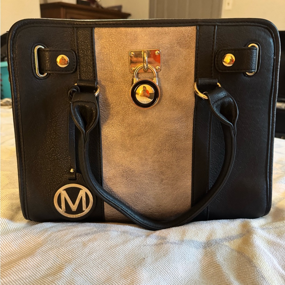 Signature Black and Grey Handbag